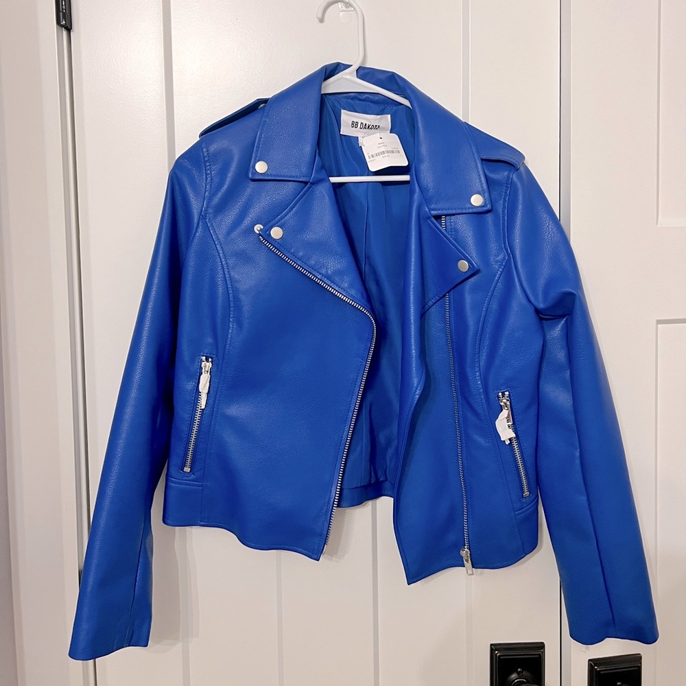 Brand new BB Dakota blue leather jacket